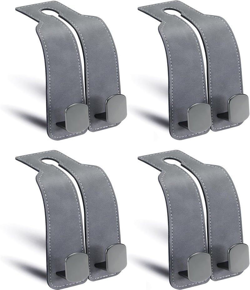 DYREOOE Purse Hook for Car, Thickened Leather Sturdy Metal Purse Holder for Car - Car Hooks for Purses and Bags Cute, Bag Hooks for Car (Gray - 4 Pack) - Image 1